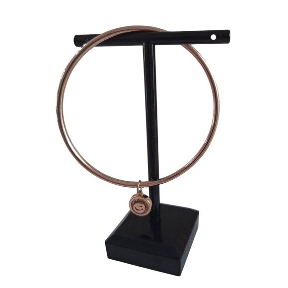 EUC Coach Rose Gold-Tone Bangle Bracelet Ww/  Logo  Charm - Picture 7 of 7